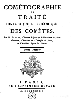 page de titre de la cométographie de Pingré cometographie