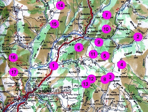 Carte des localisations de l'atterrissage