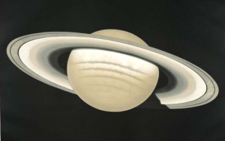 Saturne, reproduction chromolithographique du dessin de Trouvelot de 1874 chromolithographie de 1882